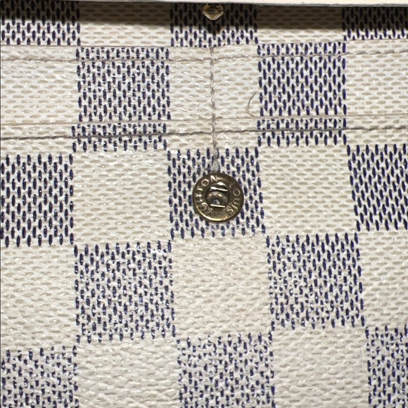 Authenticated LOUIS VUITTON Damier Azur Portefeuille Sarah N61735 Long Wallet - Picture 13 of 16